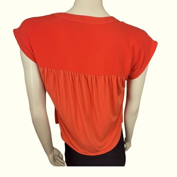 NWT Ann Taylor Orange V-Neck Top with Capped Sleeves Size XXSP - Picture 6 of 8